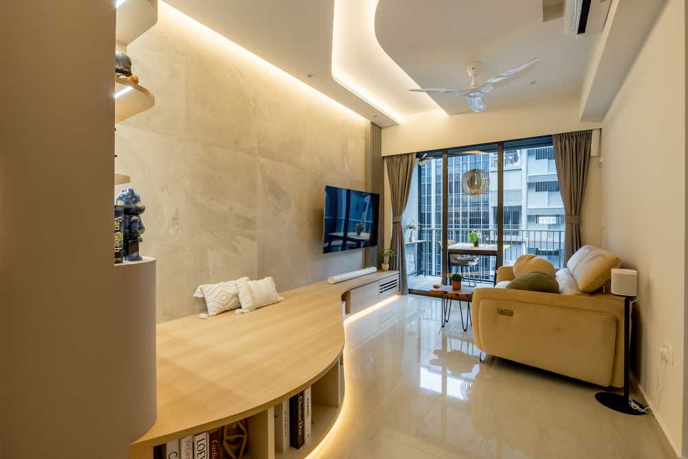Modern Living Room with Ceiling Light and Sofa
