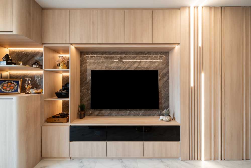 Modern Living Room with Feature Wall and Sofa