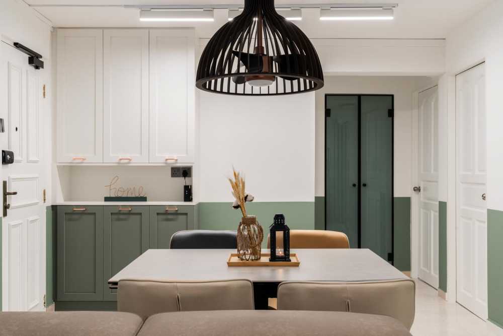 Modern Dining Room with Ceiling Light and Dining Table