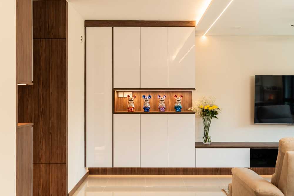 Modern Living Room with TV Console and Feature Wall