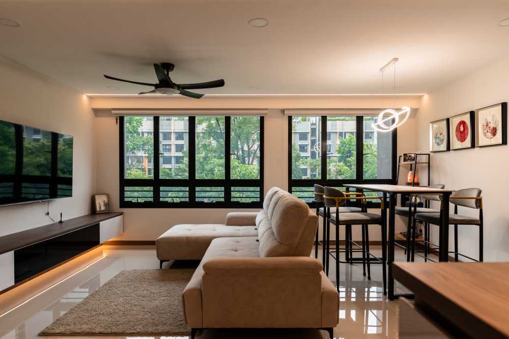 Modern Living Room with TV Console and Sofa