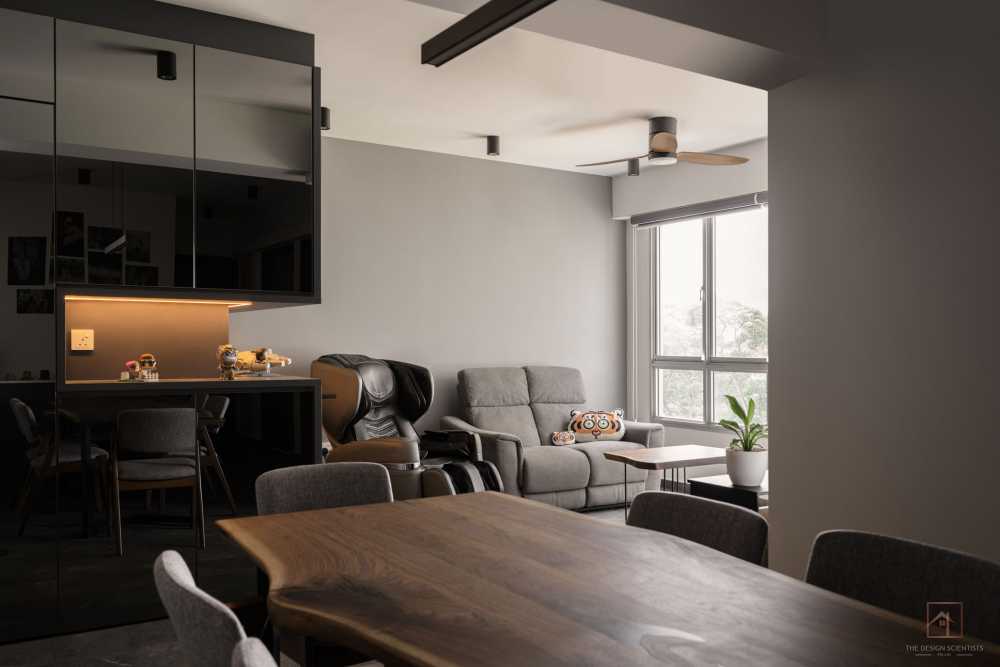 Contemporary Dining Room with Chandelier and Dining Table