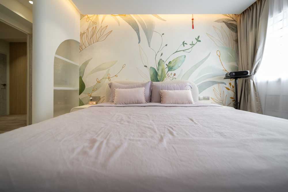 Contemporary Bedroom with Cove Lighting and Drop Ceiling