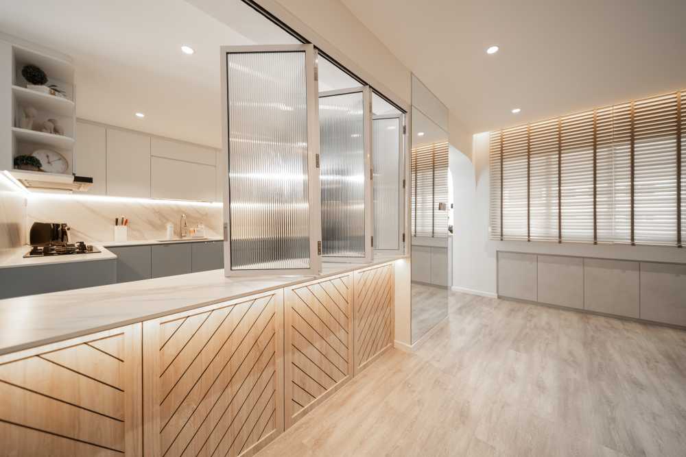 Contemporary Kitchen with Countertop and Kitchen Window