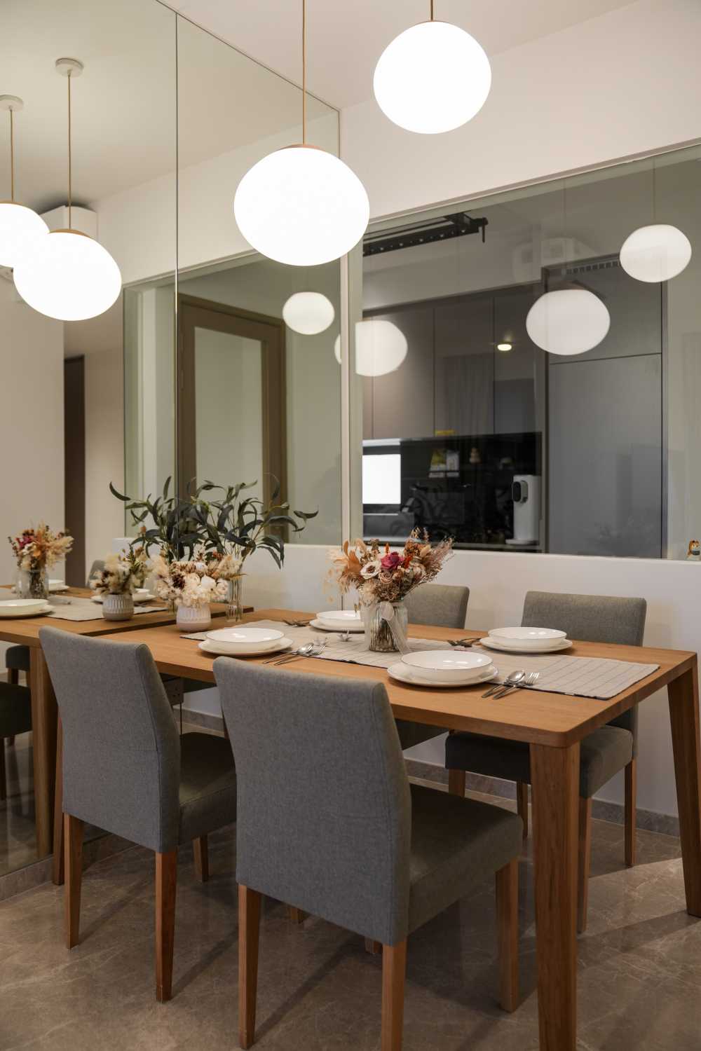 Modern Dining Room with Cove Lighting and Downlights