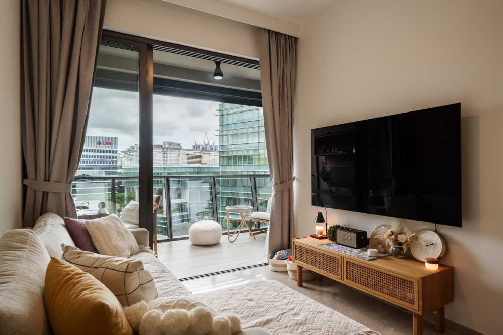 Modern Living Room with TV Console and Sofa