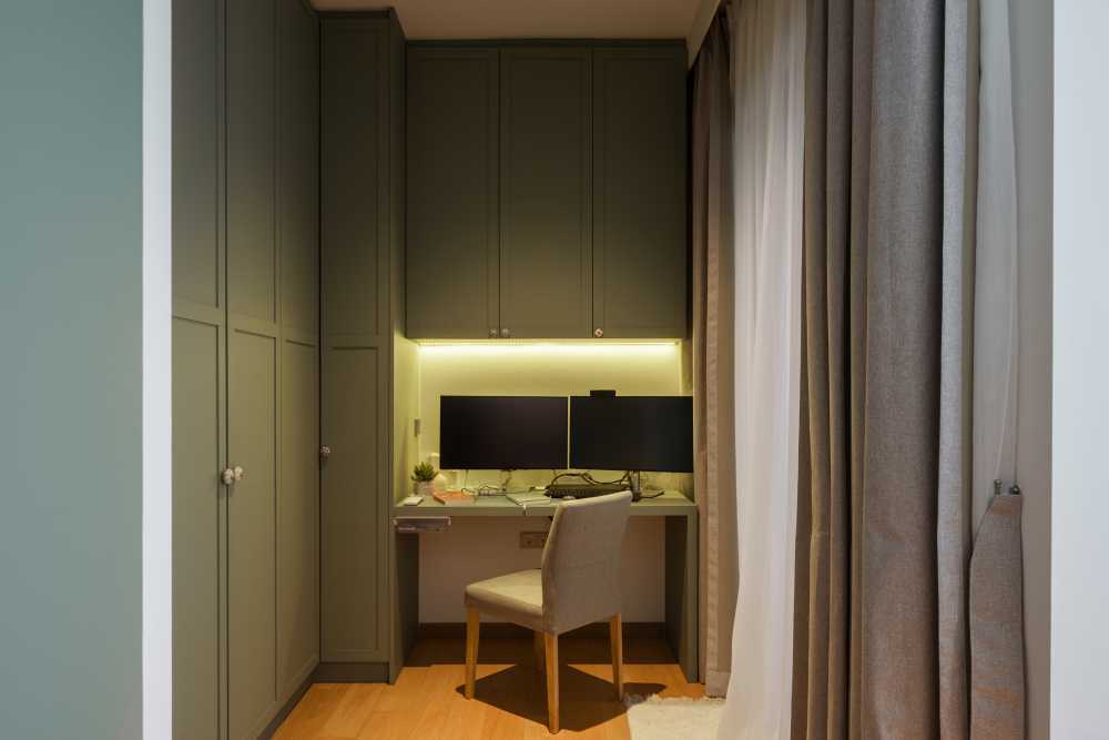 Modern Study with Drop Ceiling and Desk