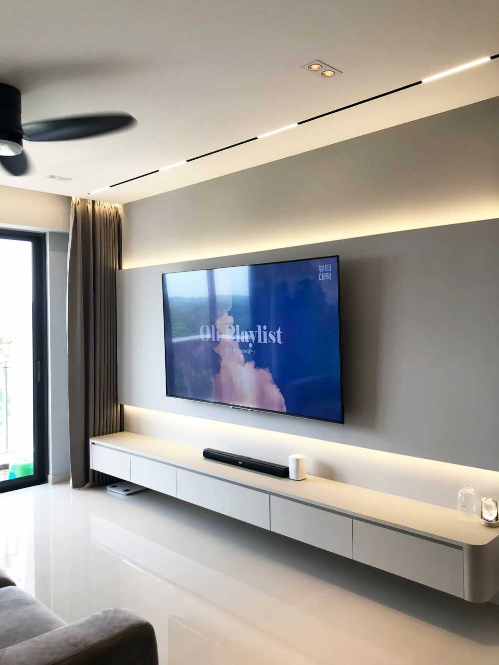 Scandinavian Living Room with Feature Wall and Sofa