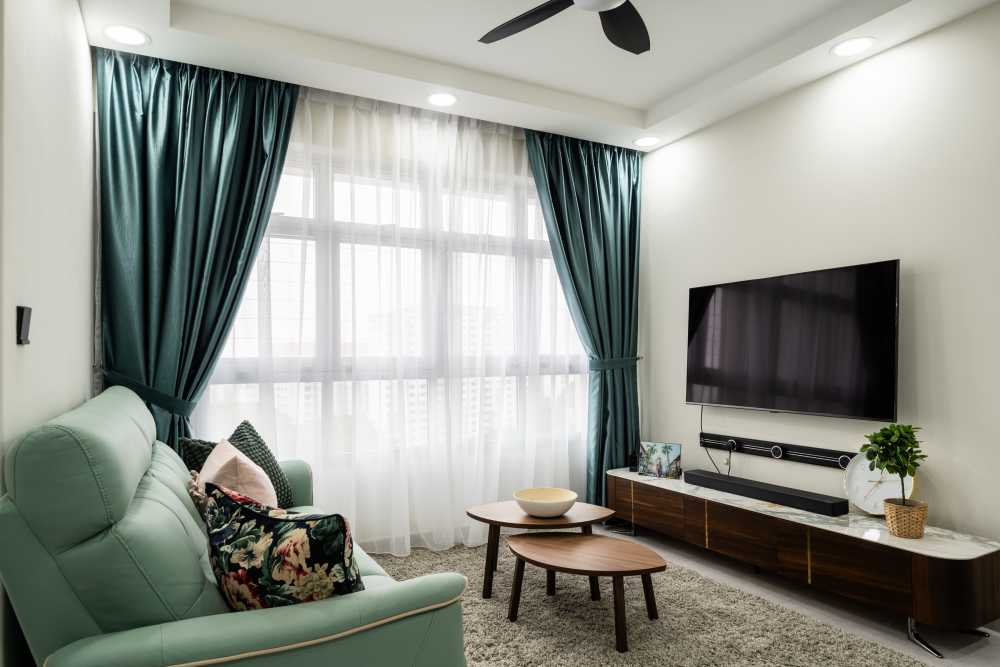 Modern Living Room with TV Console and Feature Wall