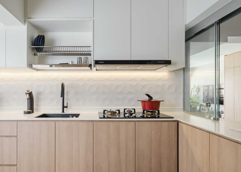 Scandinavian Kitchen with Kitchen Window and Cupboard