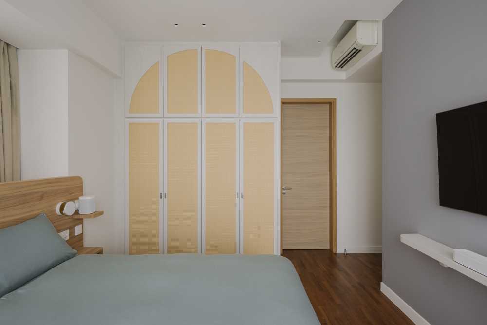 Contemporary Bedroom with Wardrobe and Bedside Table