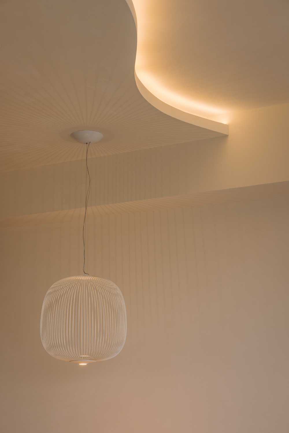 Contemporary Dining Room with Drop Light and Ceiling Light