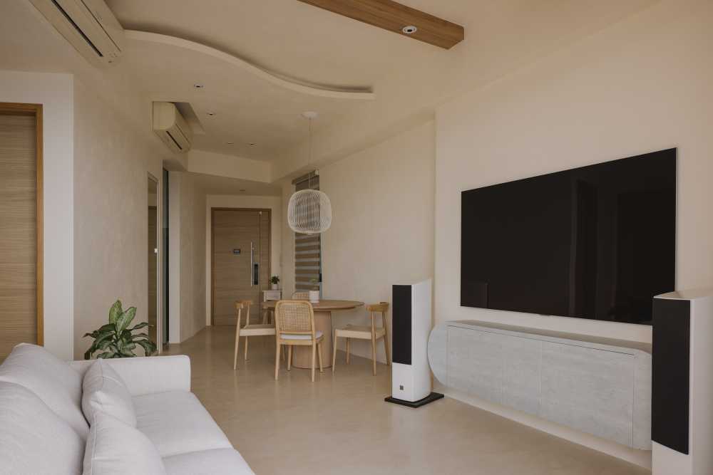 Contemporary Living Room with TV Console and Sofa