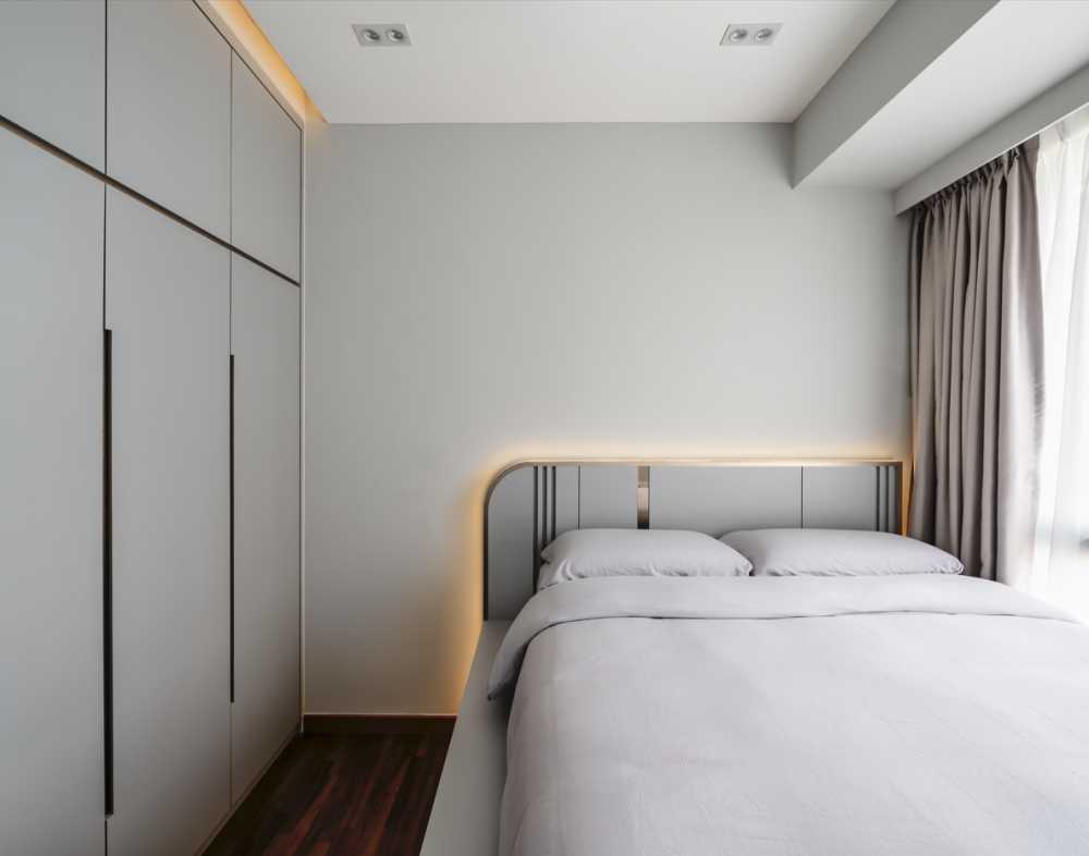Contemporary Bedroom with Clothes Storage and Flooring