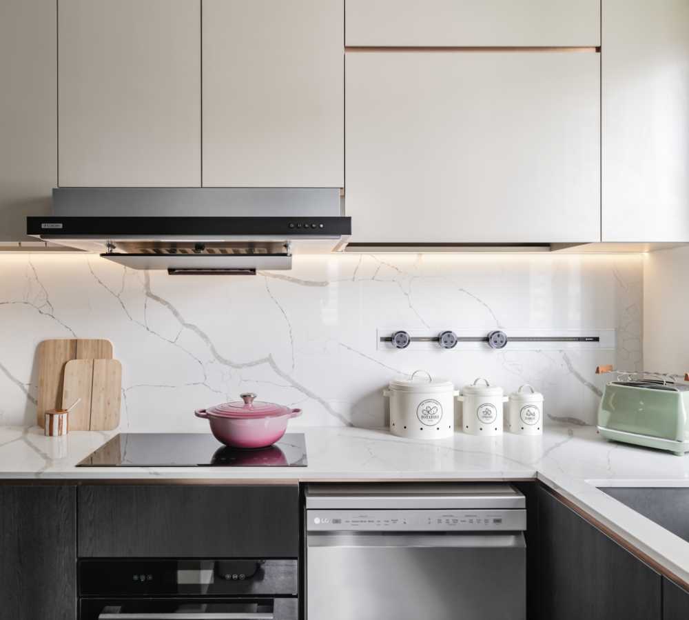 Contemporary Kitchen with Countertop and Cupboard