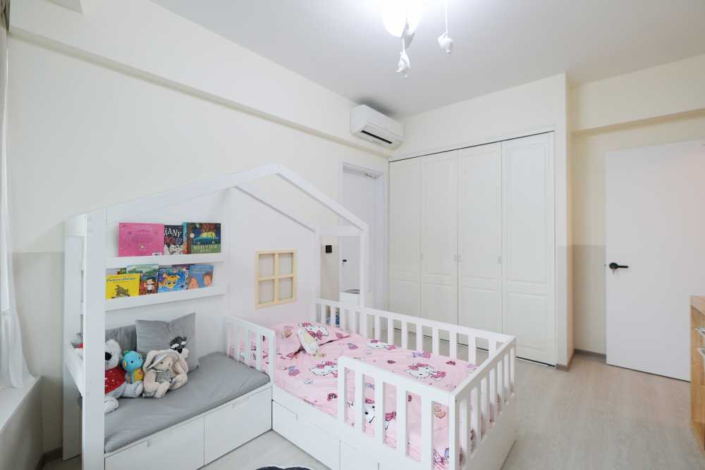 Modern Bedroom with Wardrobe and Children's Beds