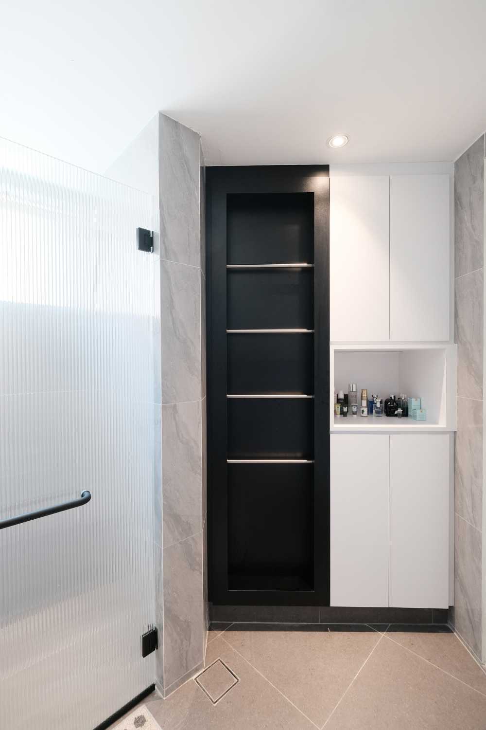 Modern Bathroom with Shower Screen and Drying Racks