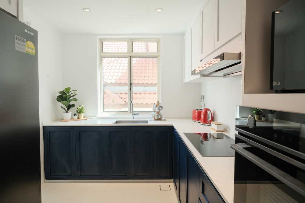 Modern Kitchen with Countertop and Kitchen Window