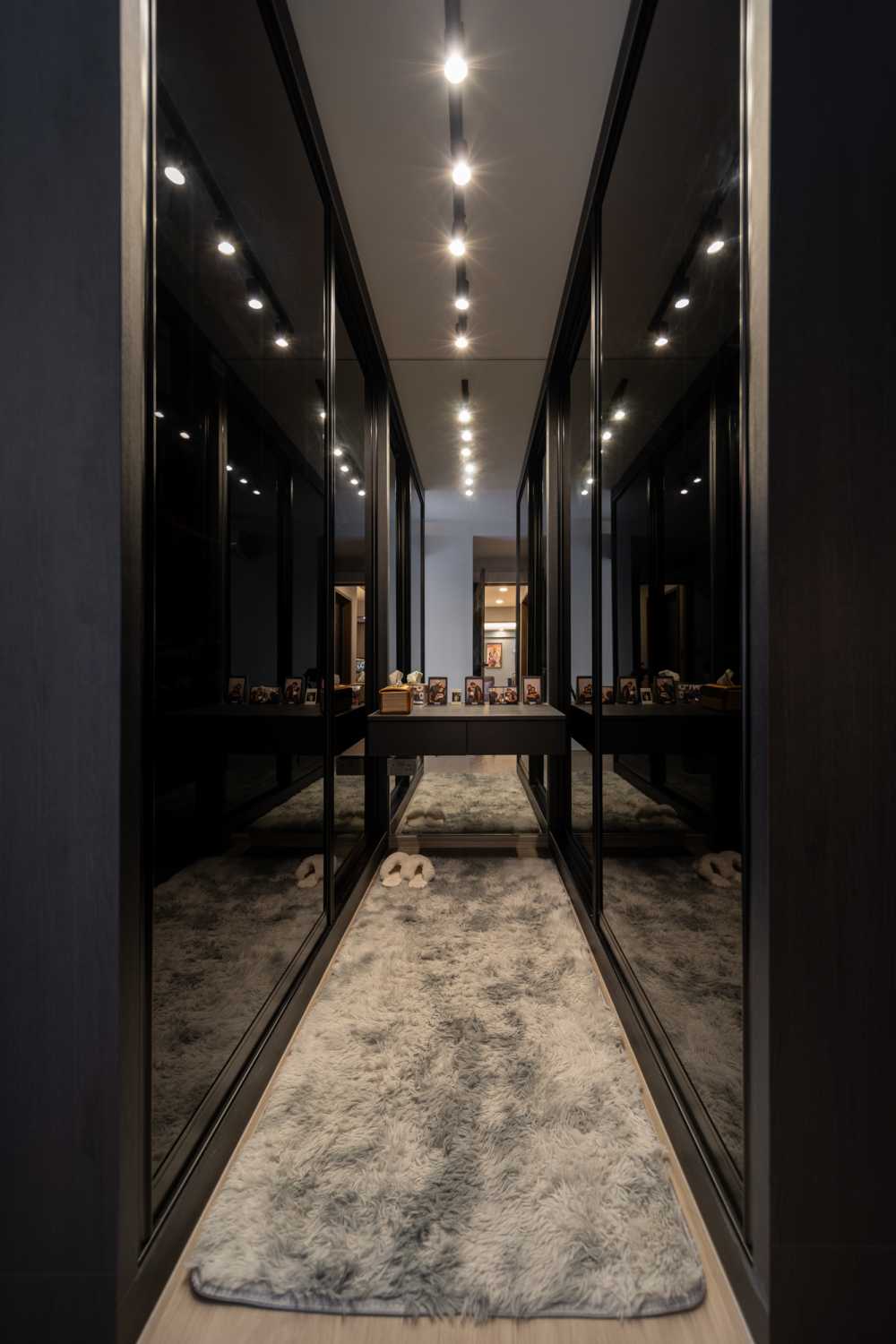 Modern Bedroom with Mirror and Wardrobe