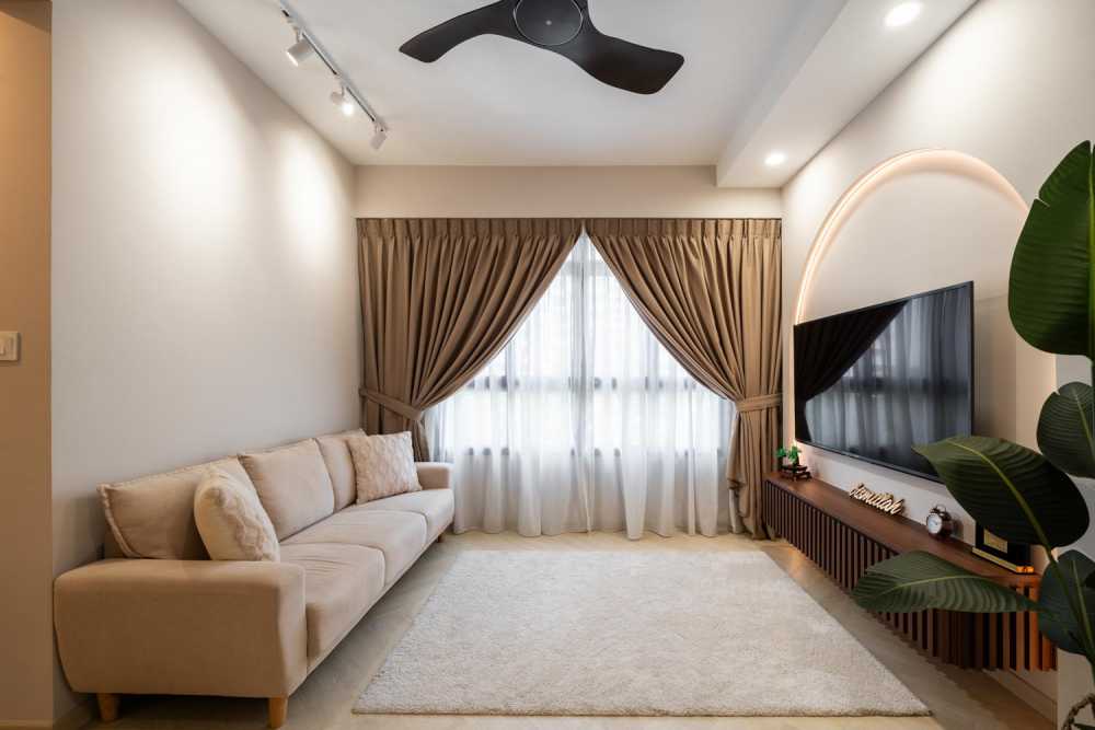 Modern Living Room with TV Console and Feature Wall