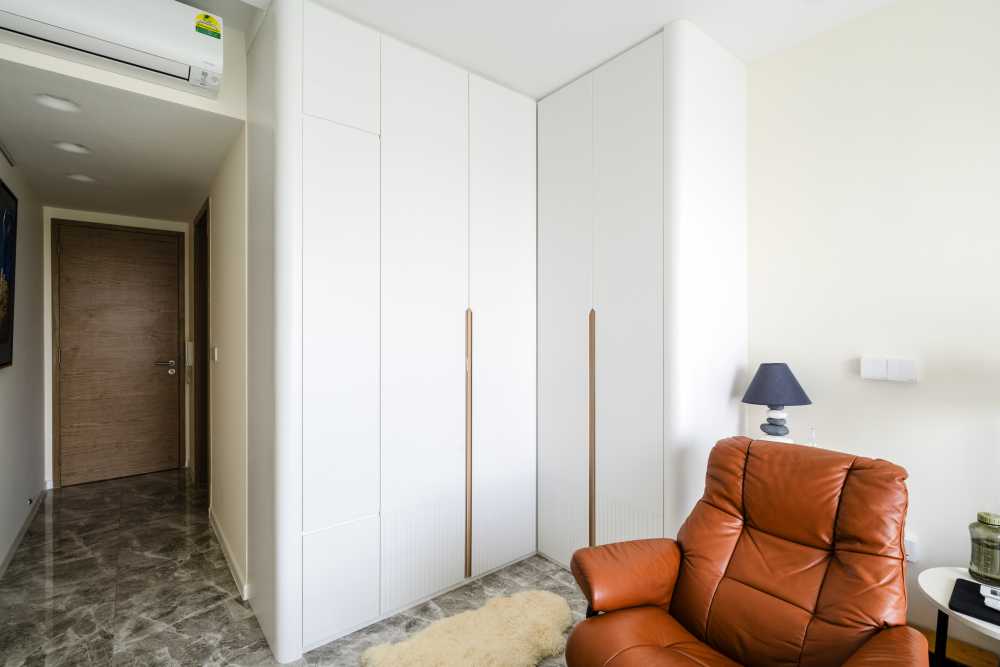 Minimalist Bedroom with Wardrobe and Built-in Bed