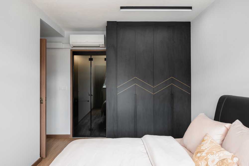 Modern Bedroom with Ceiling Light and Wardrobe