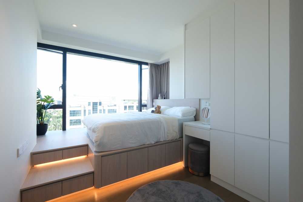 Minimalist Bedroom with Platform Bed and Wardrobe