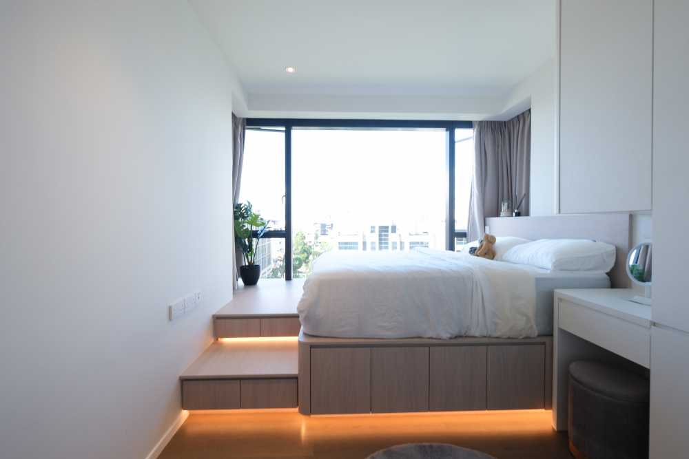 Minimalist Bedroom with Platform Bed and Wardrobe