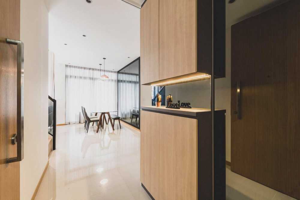 Modern Foyer with Artwork and Console Table
