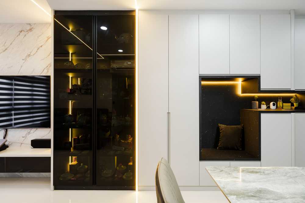 Contemporary Living Room with Homogeneous Tiles and Coffee Table