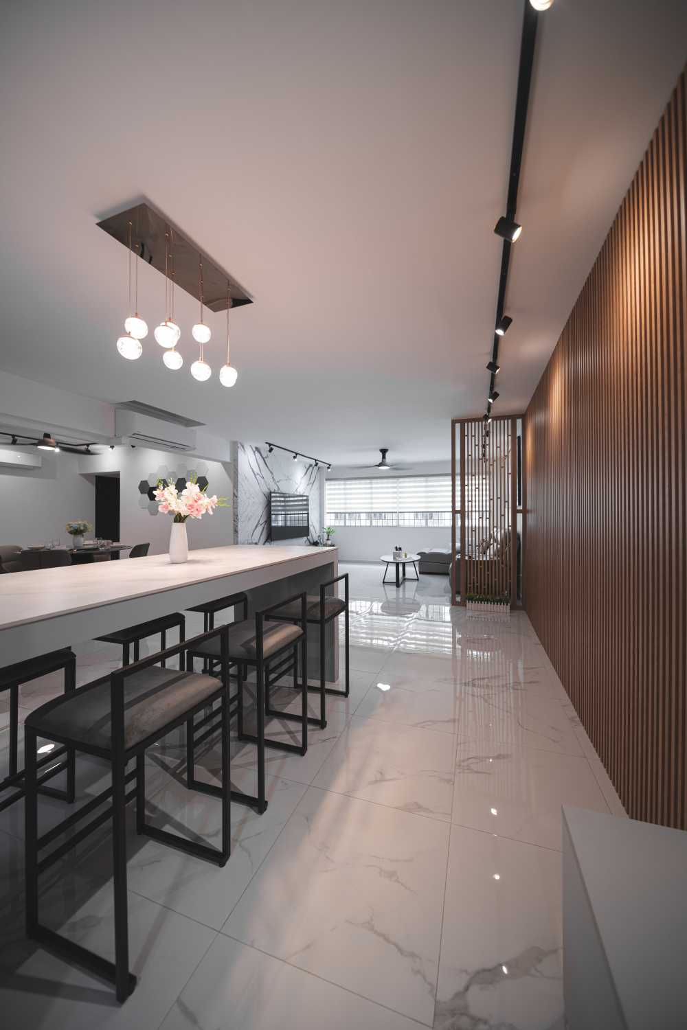 Modern Living Room with TV Console and Feature Wall