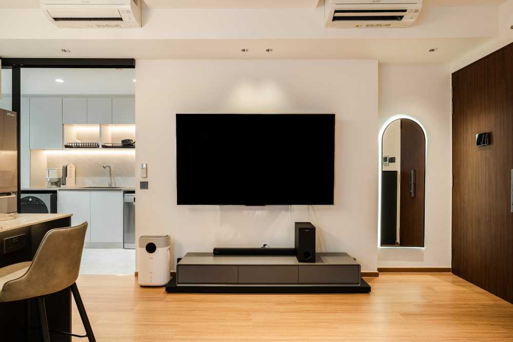 Contemporary Living Room with Feature Wall and Coffee Table