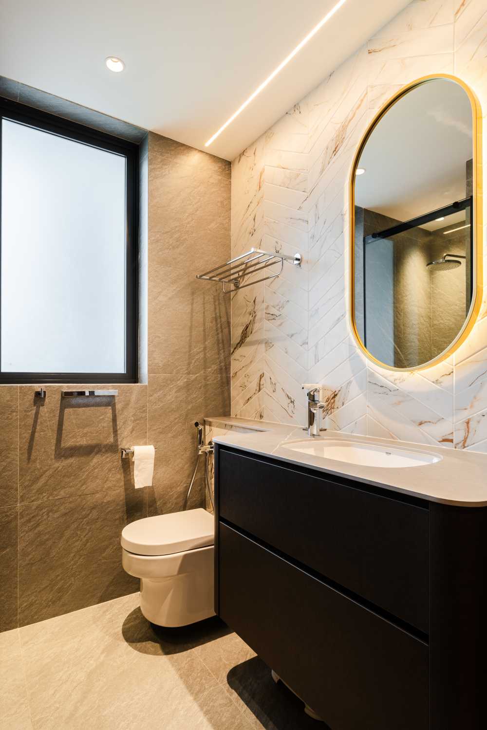 Contemporary Bathroom with Mirror and Bathroom Mirrors