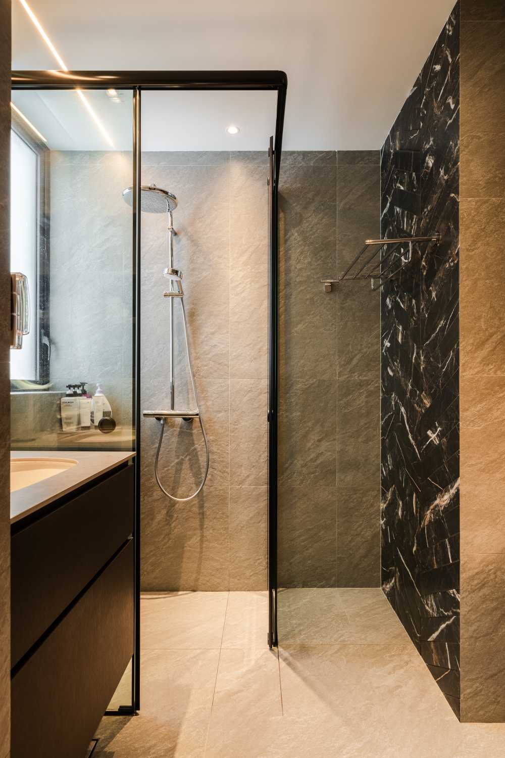 Contemporary Bathroom with Mirror and Bathroom Mirrors