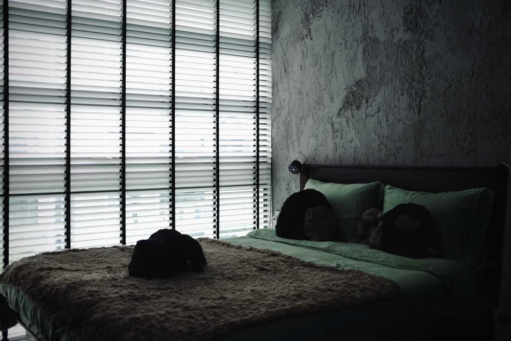 Industrial Bedroom with Vinyl Flooring and Built-in Bed