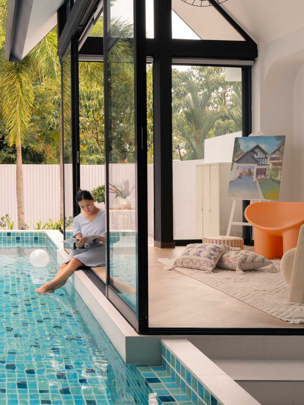 Minimalist Outdoor with Awning and Metal Gate