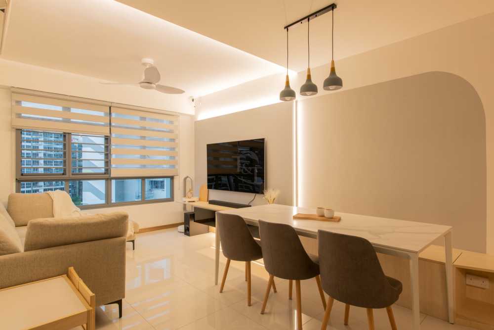 Modern Hallway with Settee and Feature Wall