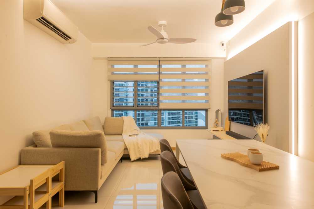 Modern Living Room with TV Console and Feature Wall