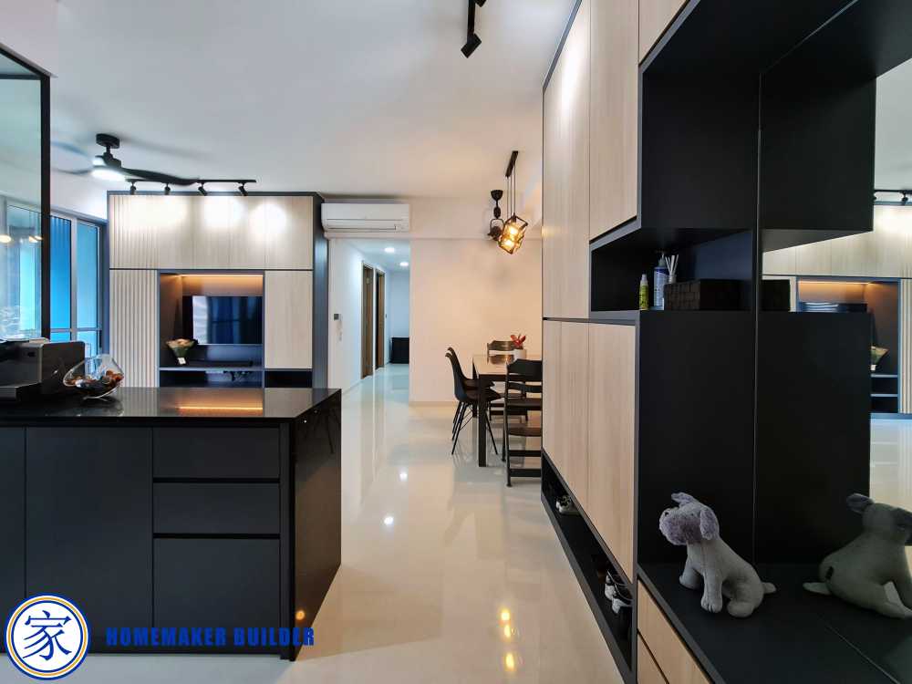 Contemporary Foyer with Settee and TV Console