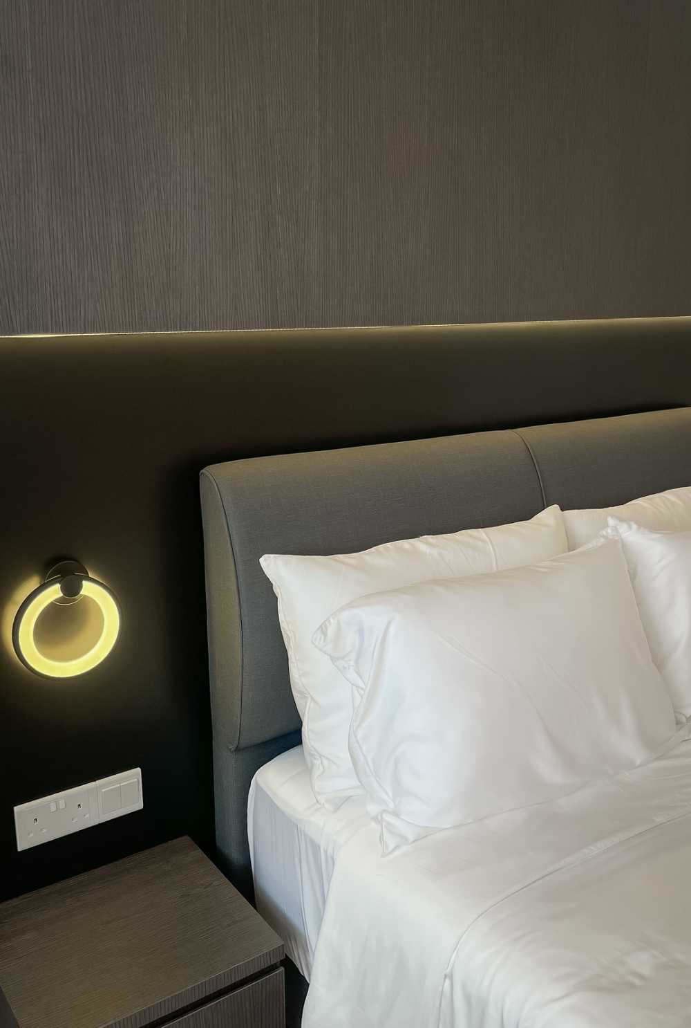 Modern Bedroom with Homogeneous Tiles and Wardrobe