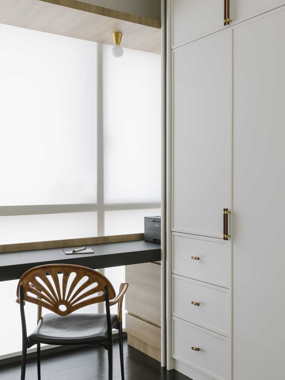 Modern Home Office with Feature Wall and Wardrobe