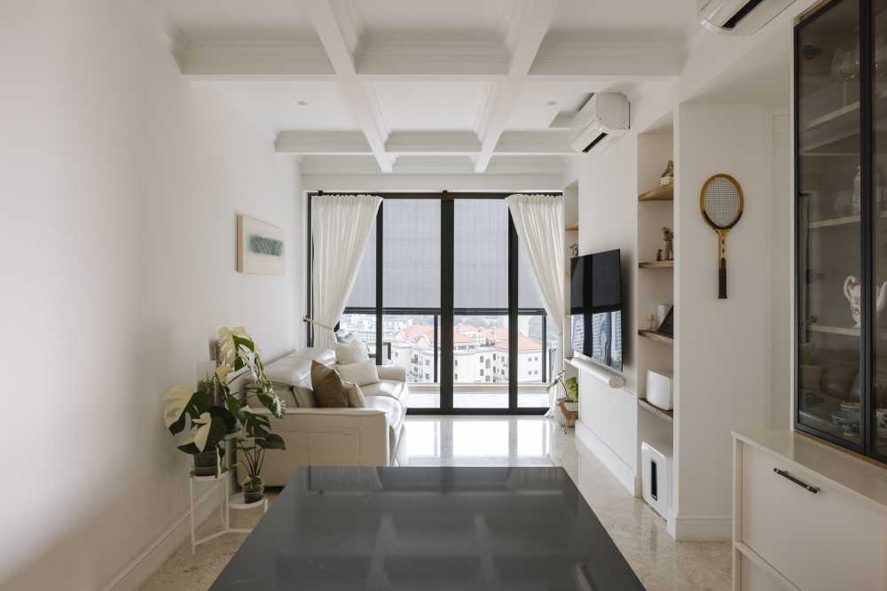 Modern Living Room with Curtain and Sofa