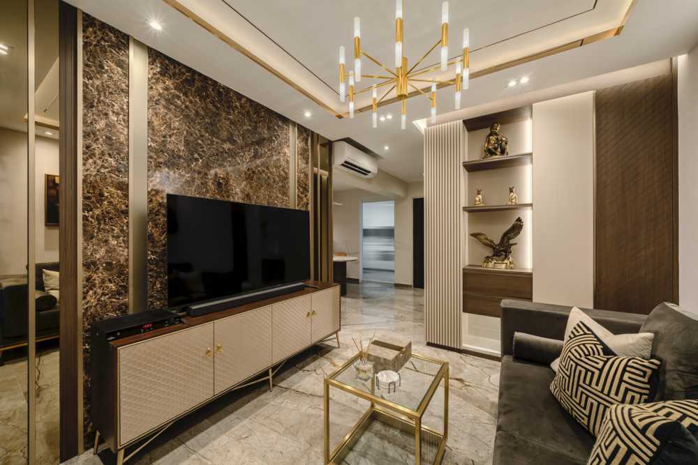 Modern Living Room with TV Console and Sofa