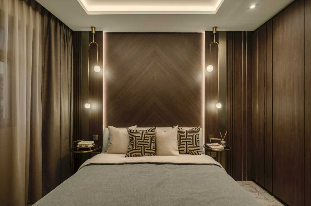 Modern Bedroom with Bedside Table and Flooring