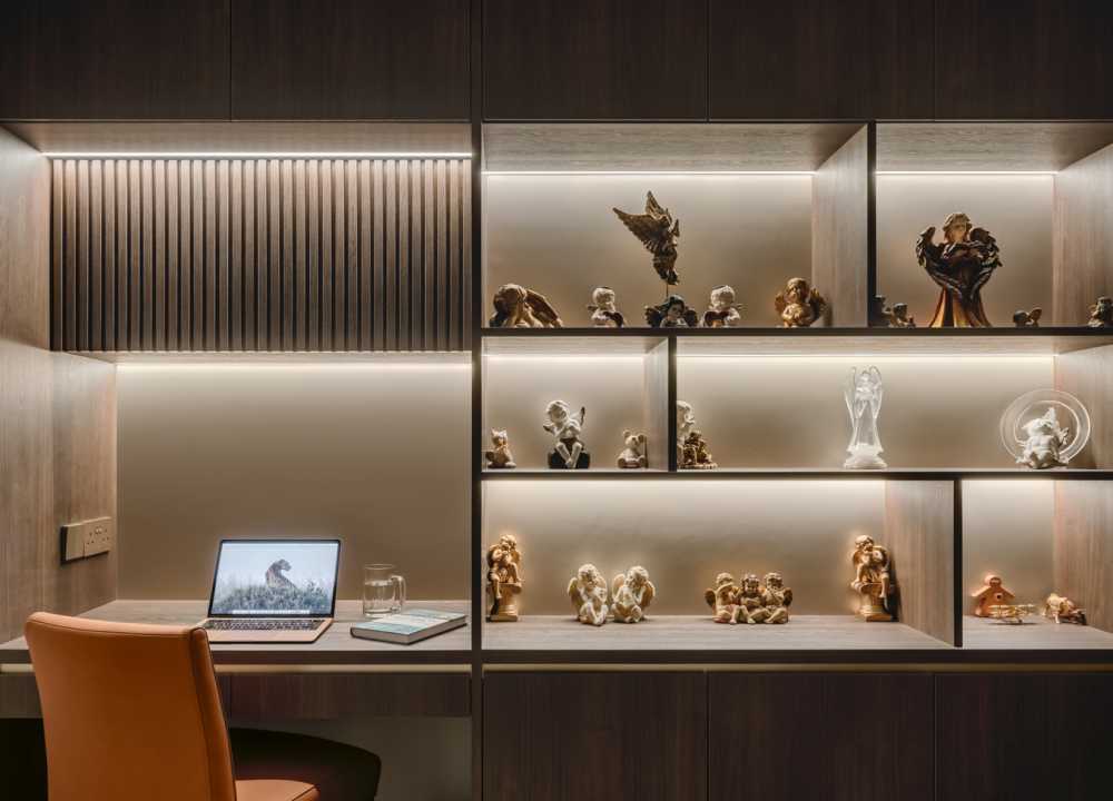 Modern Study with Bookshelf and Desk Chairs