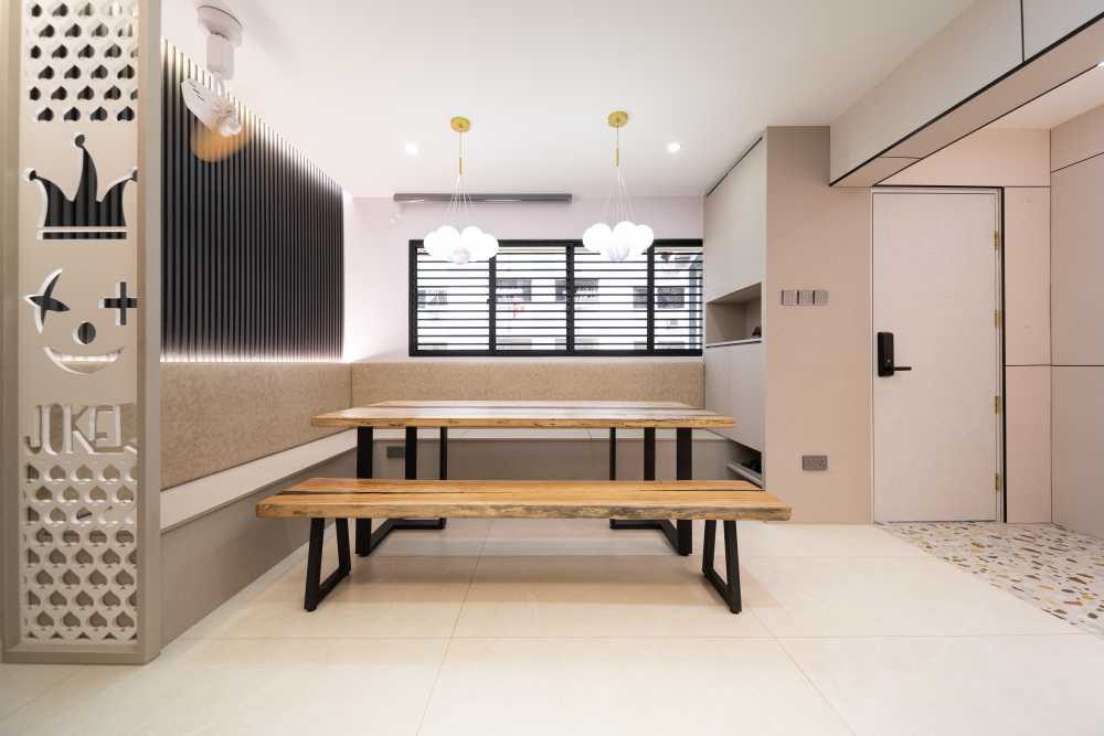 Modern Dining Room with Cove Lighting and Drop Ceiling
