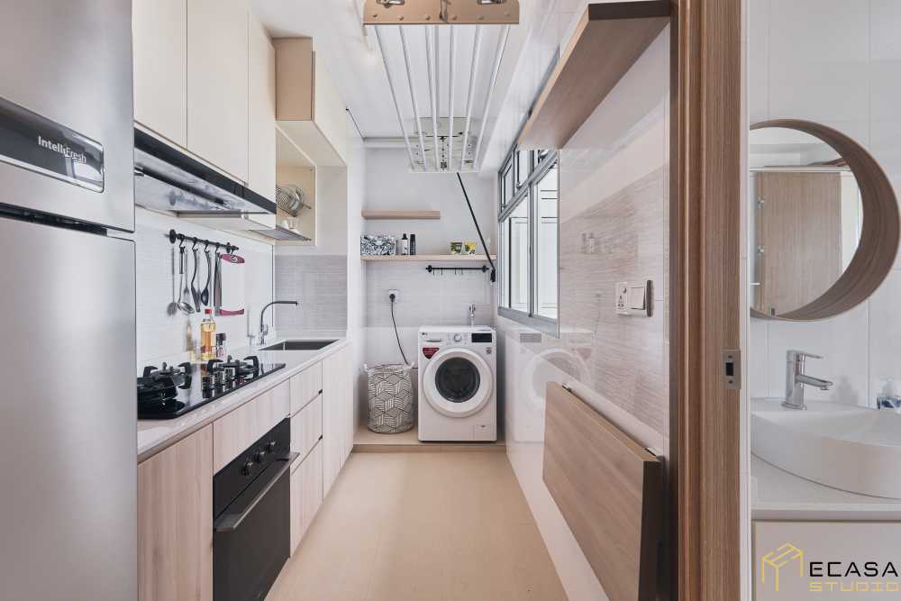 Scandinavian Kitchen with Countertop and Kitchen Window