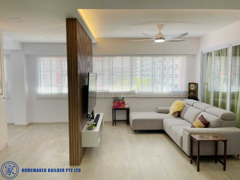 Contemporary Living Room with Vinyl Flooring and TV Console