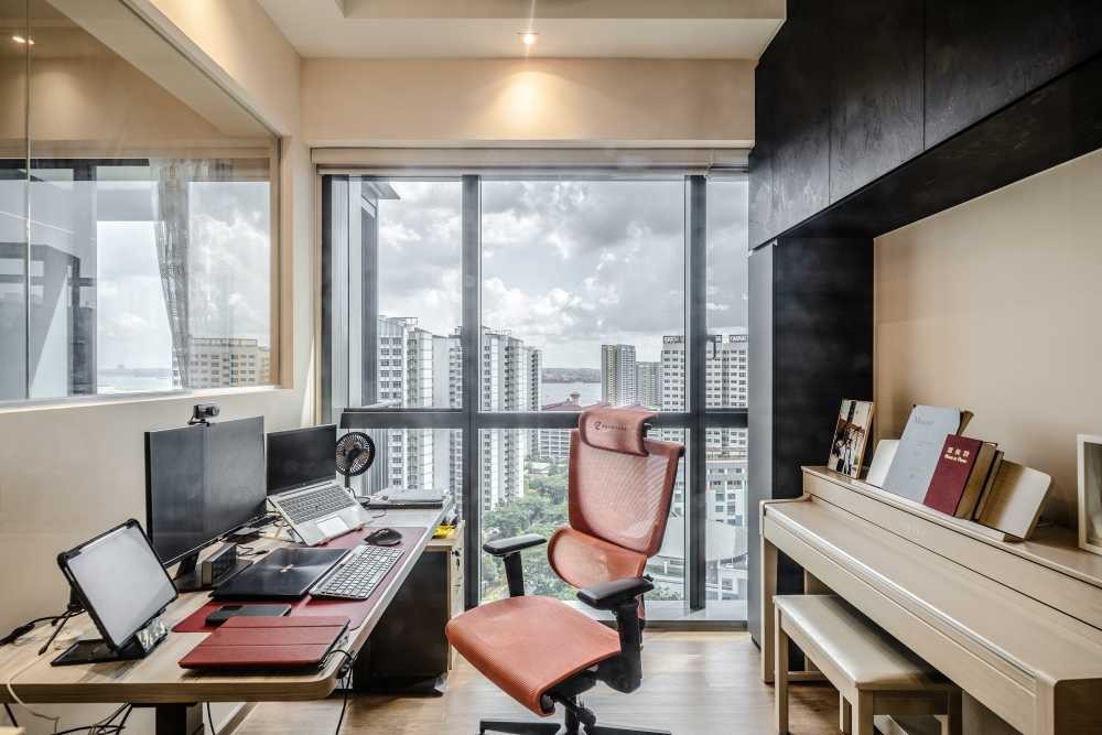 Contemporary Study with Bookshelf and Desk