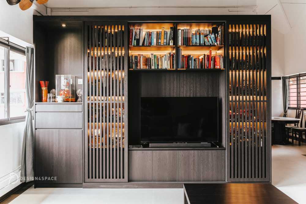 Transitional Living Room with TV Console and Sofa